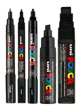 5Pcs/Set Paint Mixed Marker Pen Pack Black Color POSCA Mark