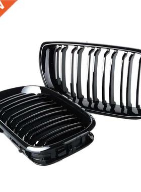 2Pcs Car Style Gloss Black Front Kidney Double Slat Grill Gr