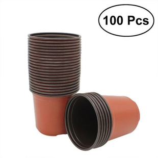100pcs Plastic Home Garden Plant Pot Nursery Transplant