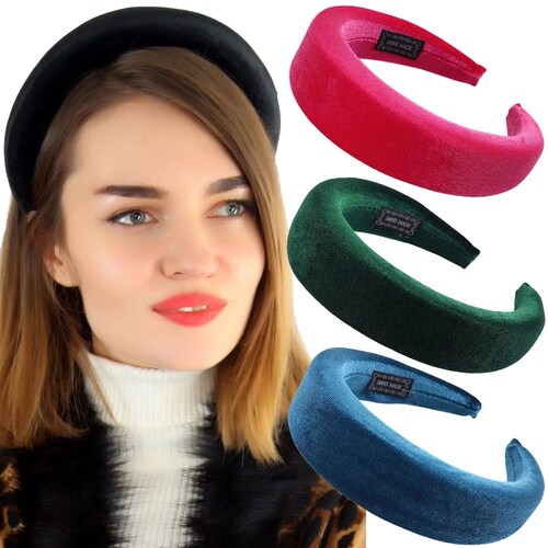 Haimeikang New Padded Headbands For Women Wide Velvet Bezel