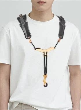 Saxophone Shoulder Neck Strap Adjustable Sax Black Double