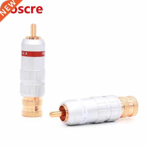4pcs CMC style red copper plated RCA Plug Audio Video Cable