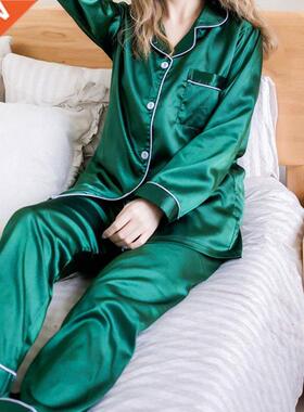 Womens Silk Satin Pajamas Pyjamas Set Spwear Pijama Pajam