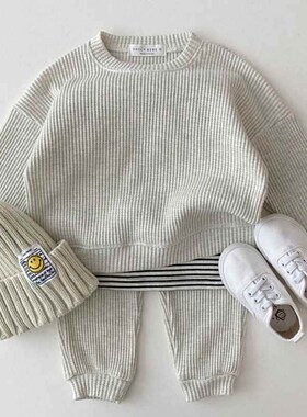 Korean Baby Cotton Kintting Clothing Sets Kids Boys Girls Sp