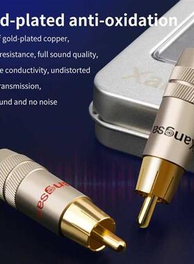 4Pcs Copper RCA Plug Gold-plated Welding HiFi Audio Adapter