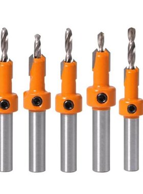 5Pcs Wood Hole Drill Bit,8MM Shank Countersink Drill Bit Rou