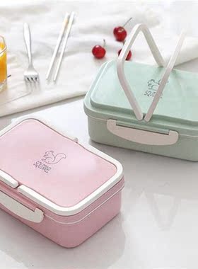 Portable Lunch Box Wheat Straw Picnic Microwave Bento Food