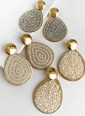 Korean Heart Earrings For Women Big Vintage geometric Cryst