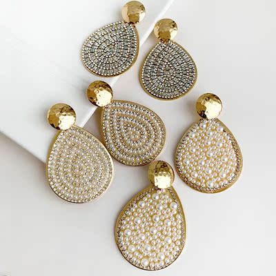 Korean Heart Earrings For Women Big Vintage geometric Cryst