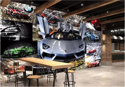 Custom mural 3d photo wallpaper Car sports car broken glas