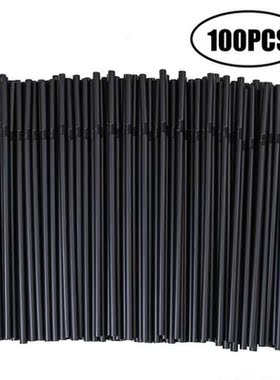 100pcs Black Cocktail Straws Disposable Drinking Straw Plast