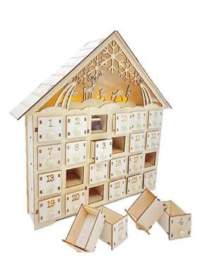 Elk Snowflake Wooden Christmas Countdown Calendar LED Lighte