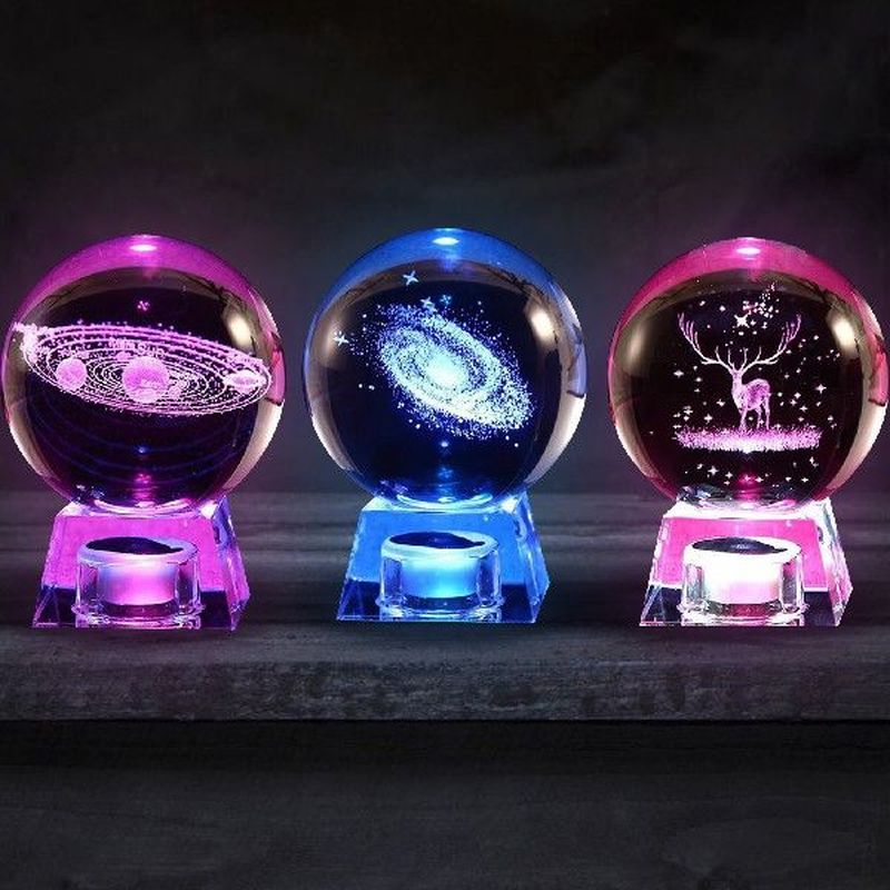 Music Box Crystal Ball Snow Globe Glass Lights Universe