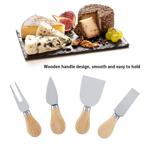 4Pcs/Set Stainless Steel Cheese Knives Set Wooden Handle Che