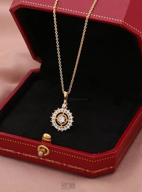 S925 Sterling Silver Lucky flash diamond compass necklace fo