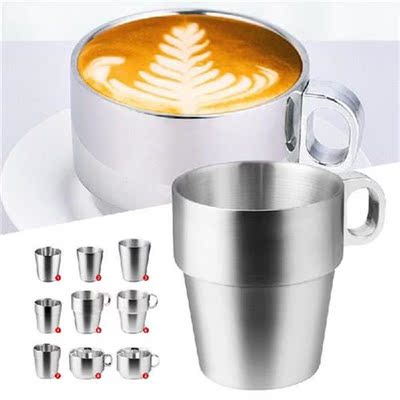 Stainless Steel Cup 6.3/10.6oz Dual Layers Plain Metal Mug