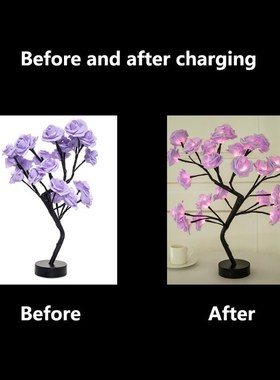 LED Table Lamp Rose Flower Tree USB Night Lights Christmas D