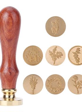Retro Wax Seal Plant Pattern Sealing Wax Stamp Wood Handle E