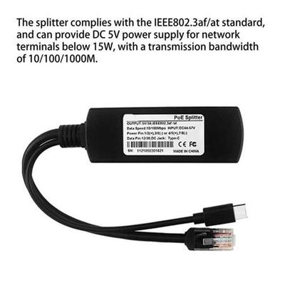 Gigabit PoE Splitter Type-C IEEE 802.af 10/100/1000Mbps Pow