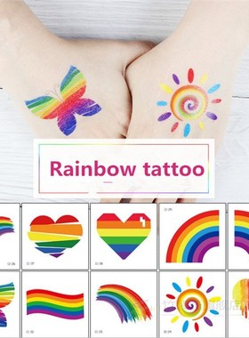 10pc Waterproof Rainbow Tattoo Sticker Rainbow Face Sticker