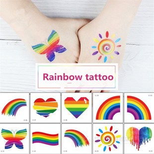 10pc Waterproof Rainbow Tattoo Sticker Rainbow Face Sticker