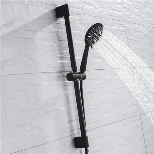 Adjustable 3 Function Black Shower Riser Slide Bar with Hand