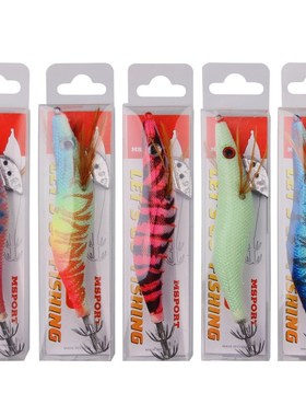 10pcs 12g-21g Luminous Squid Jig Fishing Wood Shrimp Lure oc