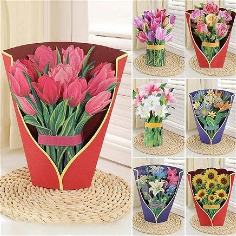 Pop-Up 3D Bouquet Engagement Cards Thank You Card Holding