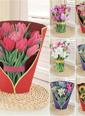 Pop-Up 3D Bouquet Engagement Cards Thank You Card Holding