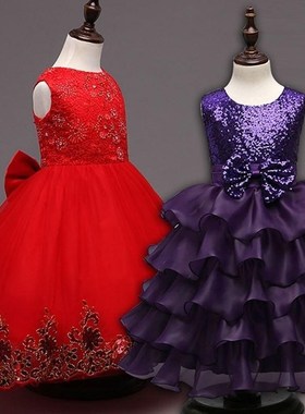 Girls Sequin Chiffon Tutu Dress Kids wedding Party Dresses