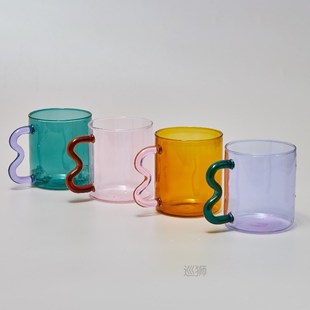 Colored Glass Cups Original Design Colorful Waved Ear Glass
