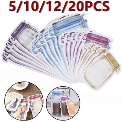 5/10/12/20pcs Reusable Jar Bottles Bags Nuts Candy Cookies B