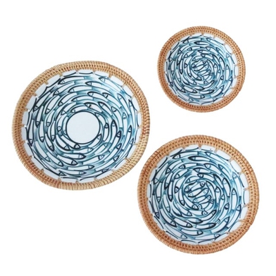 Rattan Porcelain Splicing Plates Handmade Fruits Dessert Cer