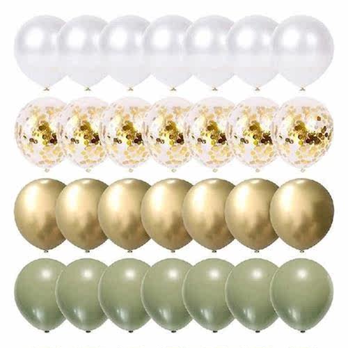 1Set Balloons Eucalyptus Pearl White Gold Confetti Balloon