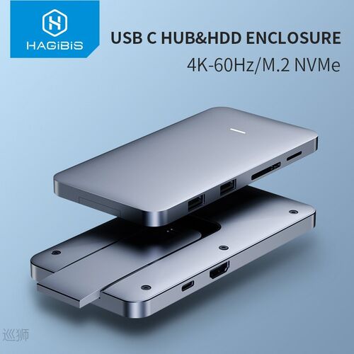 USB-C Hub with M.2 Hard Drive Enclosure for MacBook Pro Type