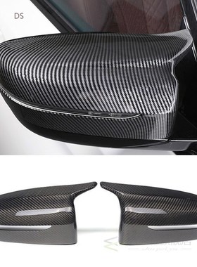 A Pair Rearview Mirror Cover Cap Carbon Black Gloss Black Fo