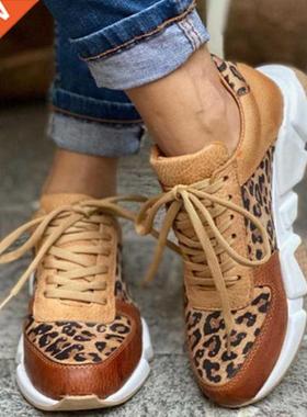Plus size 36-44 New Thick-soled Round Toe Low-top Leopard Pr