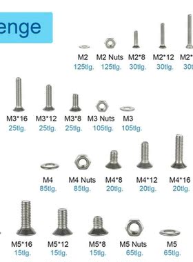 1120pcs Countersunk Head Screws Nuts Set M2-M5 Stainless Ste