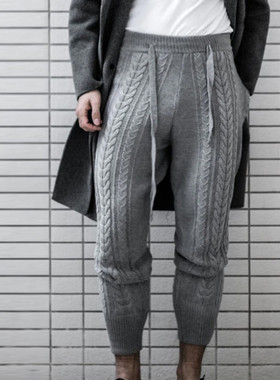 Sweater Knitted Pants Men Casual Pants Solid Color Novel ren