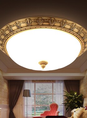 Copper ceiling lamp European retro imitation marble bedroom