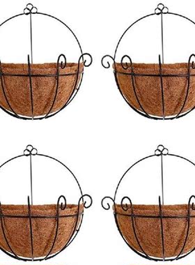 Metal Hanging Planter Basket with Coco Coir Liner Wall