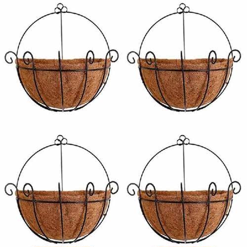 Metal Hanging Planter Basket with Coco Coir Liner Wall