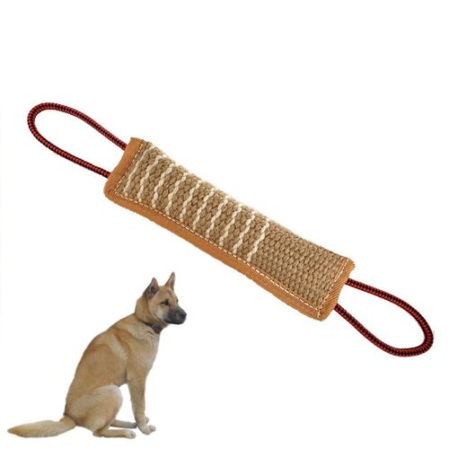 Dog Tug Bite Pillow Toy with 2 Handles Puppy Hemp Chew Train
