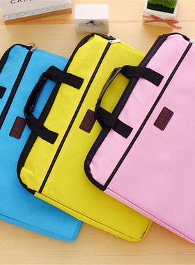 Portable document bag canvas A4 office zipper bag large capa