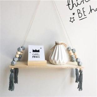 Colorful Beads Wood Shelves With Tassel Wall Clapboard