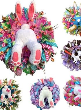 45X50CM Easter Wreath Thief Bunny Garlands Door Hanging