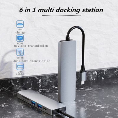 USB C HUB 6 in 1 Docking Station Thunderbolt 3 Adapter USB T