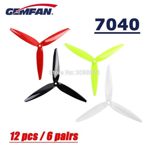 12 pcs/6 pairs Gemfan Flash 7040 7 Inch 3-Blade 7040 PC CW C