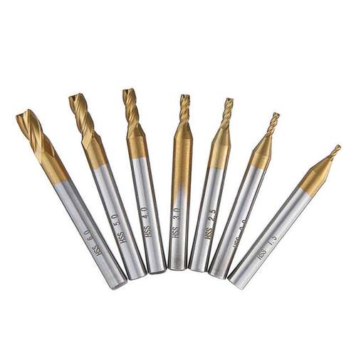 7pcs Machine Milling Cutter Tools 1.5mm 2mm 2.5mm 3mm 4mm 5m
