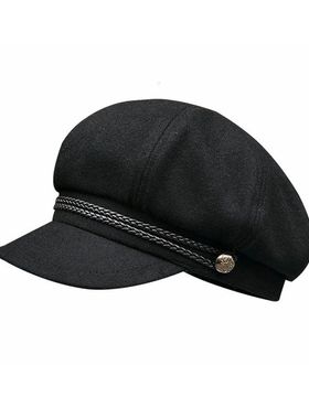 Adult Winter Big Size Wool Octagonal Hat Men Fitted Beret Ca